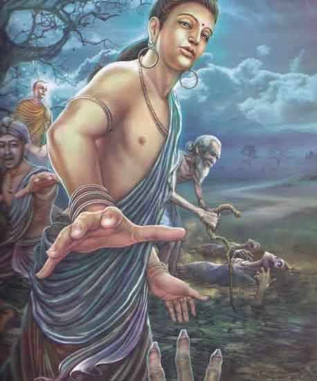 Thái tử chứng kiến cảnh già, bệnh, chết