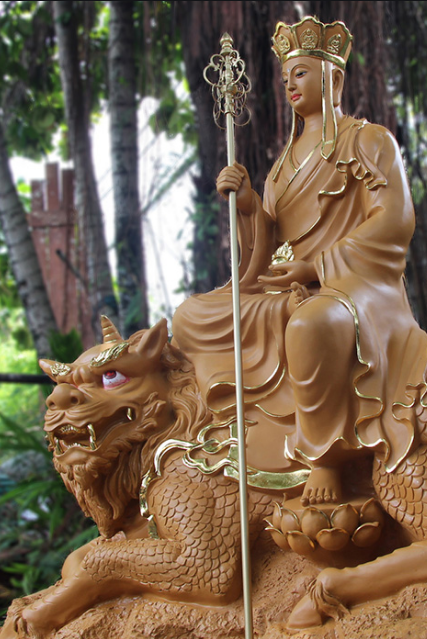 Địa Tạng Vương Bồ Tát và linh thú Đề Thính