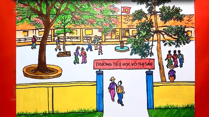 Tranh vẽ đề tài mái trường mến yêu và ý nghĩa tranh ve de tai mai truong men yeu 011458990