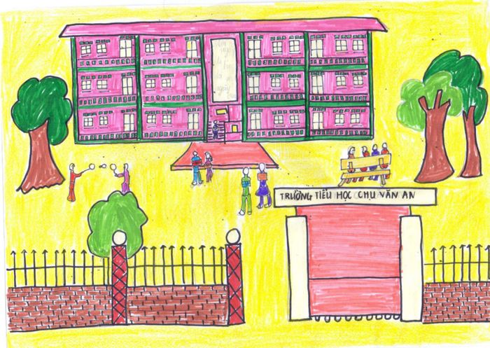 Tranh vẽ đề tài ngôi trường mến yêu và đẹp tranh ve de tai ngoi truong men yeu dep 011500002