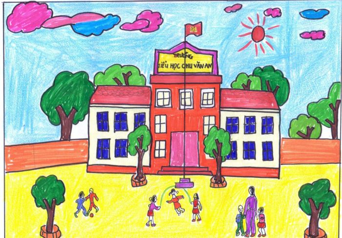 Vẽ tranh đề tài ngôi trường mơ ước đẹp nhất của em tranh ve de tai ngoi truong mo uoc cua em 011500287