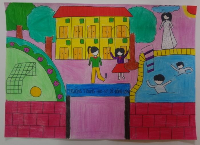 Tranh vẽ đề tài ngôi trường mơ ước cực kỳ đẹp và sáng tạo tranh ve de tai ngoi truong mo uoc cuc dep 011500601
