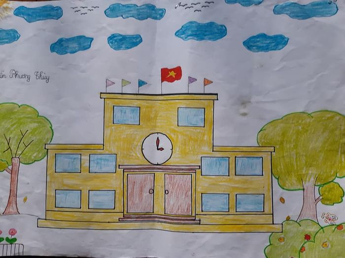 Tranh vẽ đề tài ngôi trường mơ ước với vẻ đẹp tuyệt vời tranh ve de tai ngoi truong mo uoc dep 011500713