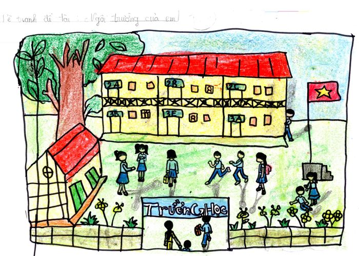 Tranh vẽ đề tài ngôi trường mơ ước với sự đơn giản và sáng tạo tranh ve de tai ngoi truong mo uoc don gian 011500980