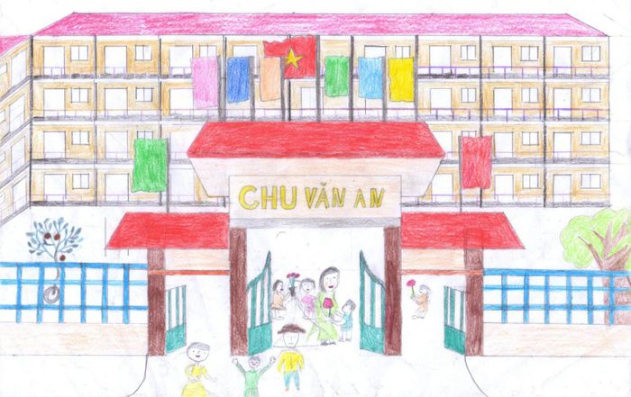 Bức tranh độc đáo về đề tài ngôi trường mơ ước tranh ve de tai ngoi truong mo uoc 011501521