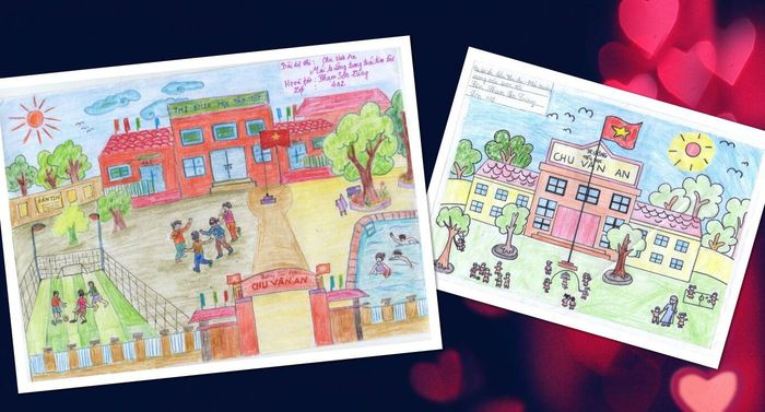 Bức tranh độc đáo về đề tài trường học mơ ước tranh ve de tai truong hoc mo uoc 011503754