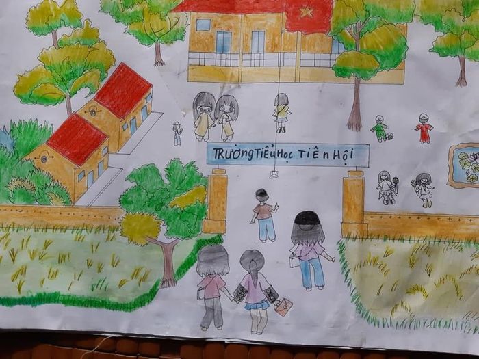 Tranh vẽ ngôi trường mơ ước với vẻ đẹp độc đáo tranh ve ngoi truong mo uoc dep 011505814