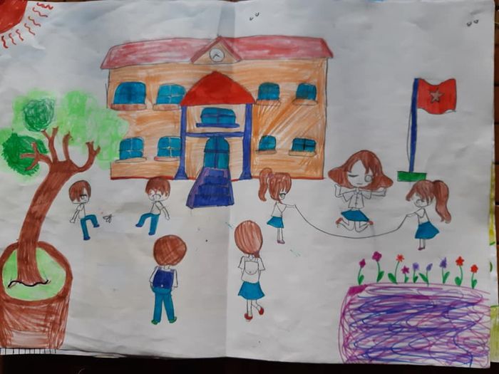 Bức tranh độc đáo về đề tài mái trường đẹp ve tranh de tai mai truong dep 011506895