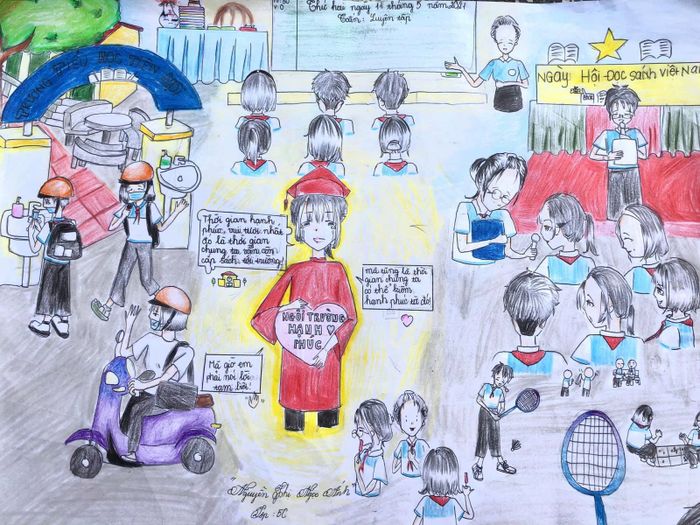 Vẽ tranh đề tài mái trường mơ ước đẹp và sáng tạo ve tranh de tai mai truong mo uoc dep 011507021