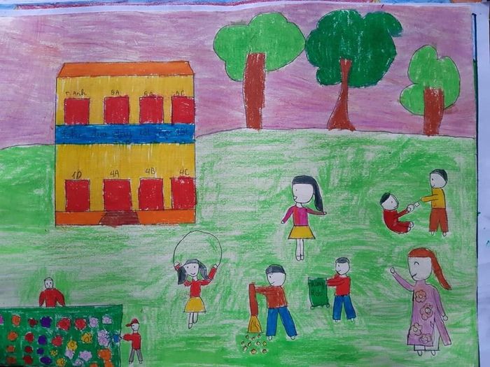 Bức tranh độc đáo về đề tài mái trường ước mơ ve tranh de tai mai truong uoc mo 011507299