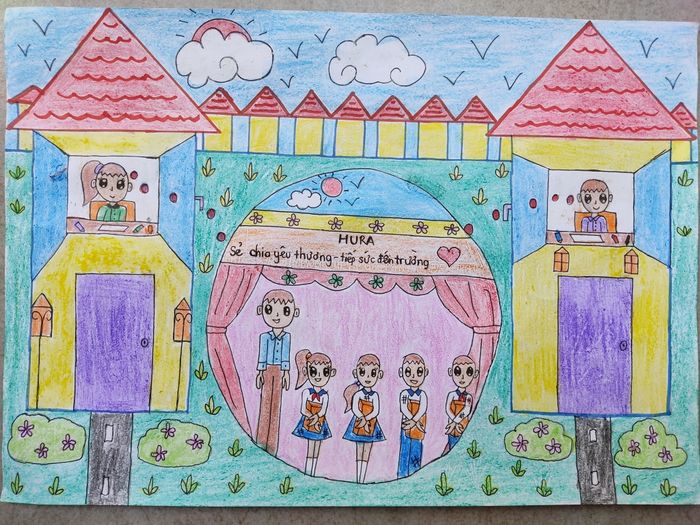 Bức tranh đề tài ngôi trường mơ ước đẹp nhất với sự sáng tạo ve tranh de tai ngoi truong mo uoc dep nhat 011507988