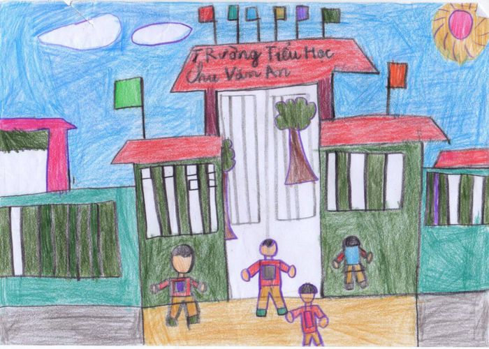 Bức tranh độc đáo về đề tài ngôi trường mơ ước với tâm huyết ve tranh de tai ngoi truong mo uoc 011508204