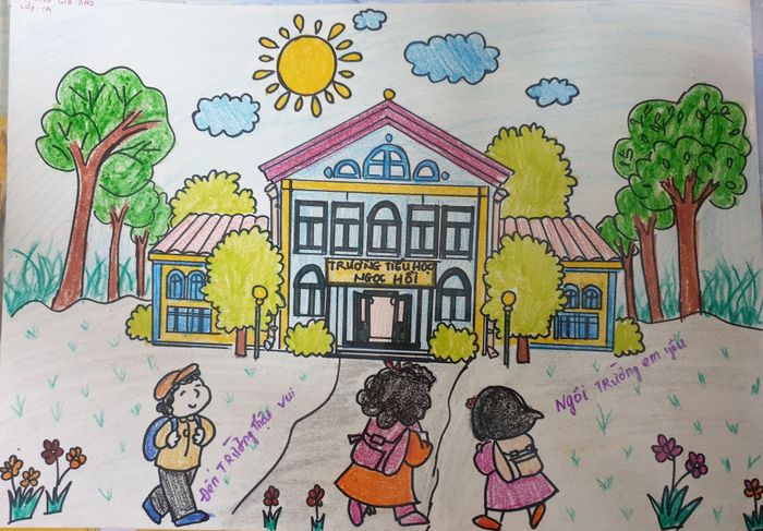Bức tranh độc đáo về đề tài ngôi trường ước mơ với vẻ đẹp đặc biệt ve tranh de tai ngoi truong uoc mo 011508771