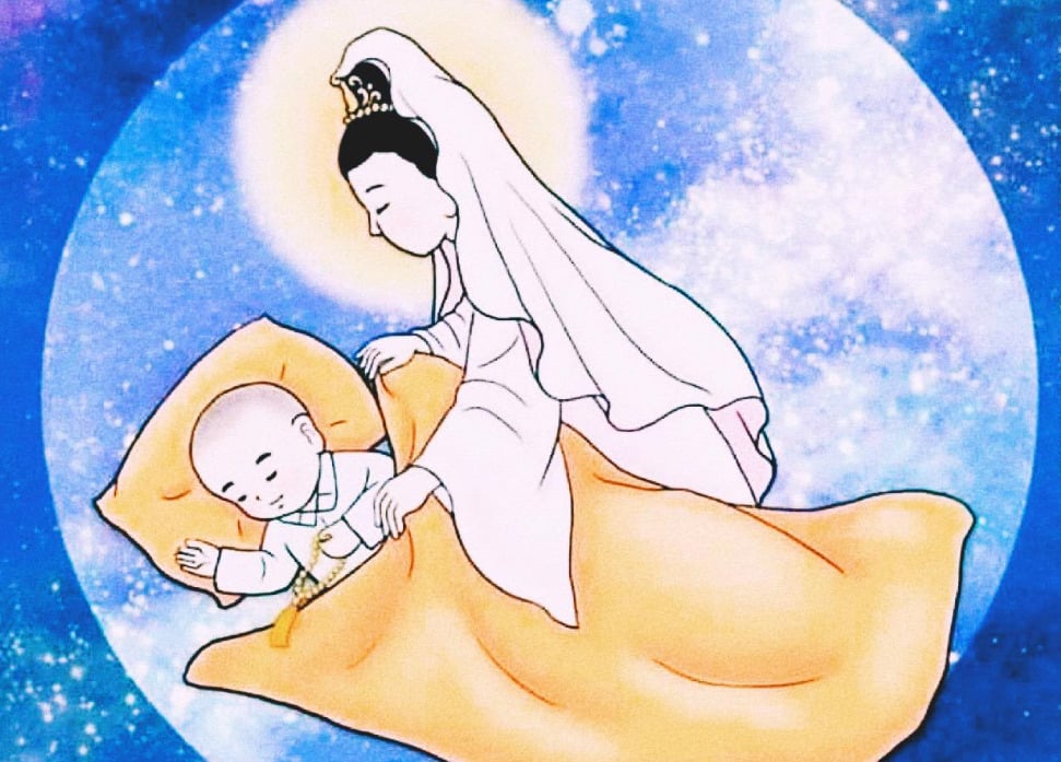 Nên vuốt đầu niệm Phật cho trẻ trước khi đi ngủ 1