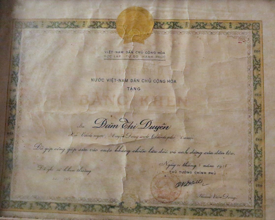 Bằng khen của Thủ tướng Phạm Văn Đồng