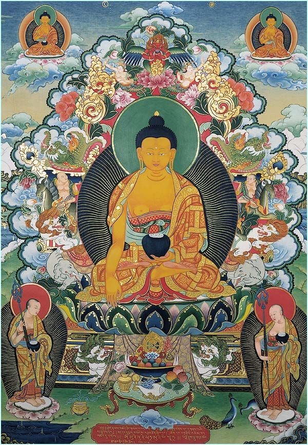 Hình tượng Nhiên Đăng Cổ Phật trong tranh thangka Tây Tạng