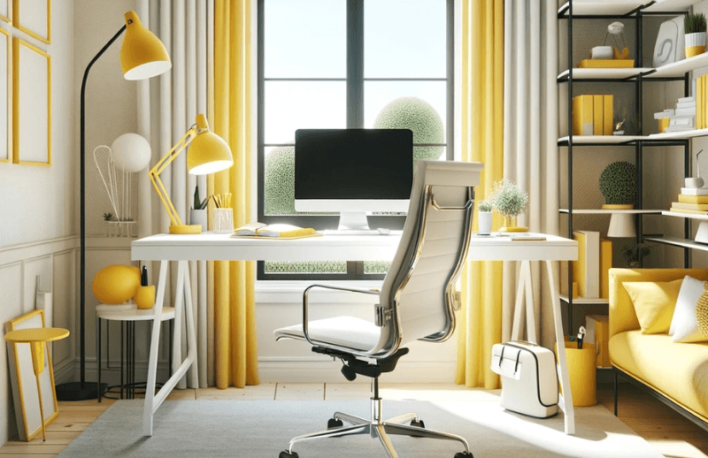 Doi voi nguoi sinh nam 1955 khong gian lam viec mau vang ket hop trang se mang den hieu qua tot hon