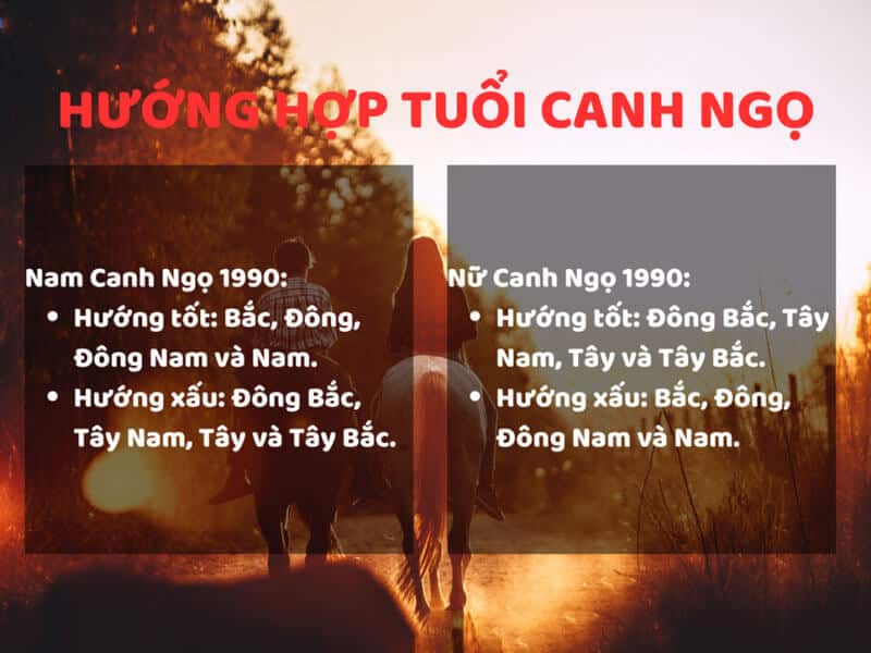 Giữa Nam và Nữ tuổi Canh Ngọ 1990 sẽ có hướng nhà khác nhau